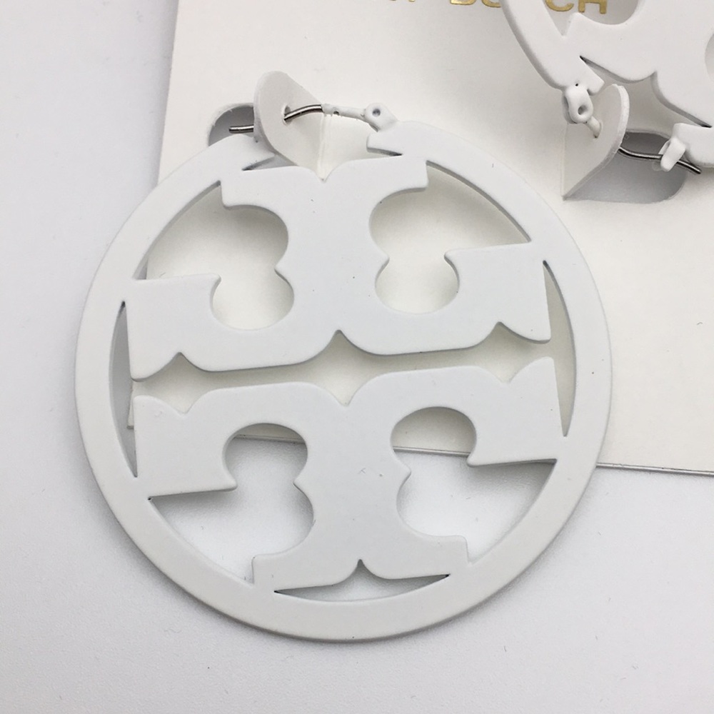Tory Burch White Miller Hoop Earrings - Picture 4 of 6